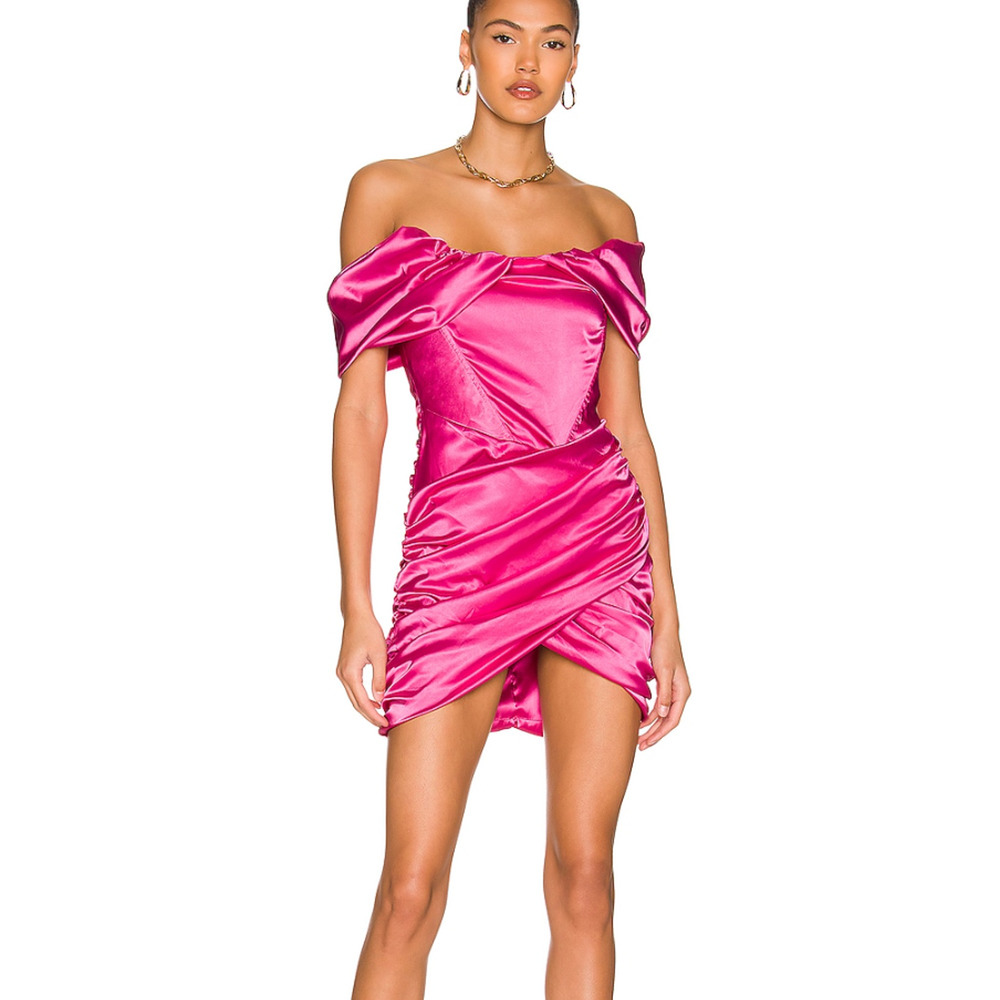 Revolve Superdown Aurora Pink Off Shoulder Princess Mini Dress Size Small Corset
